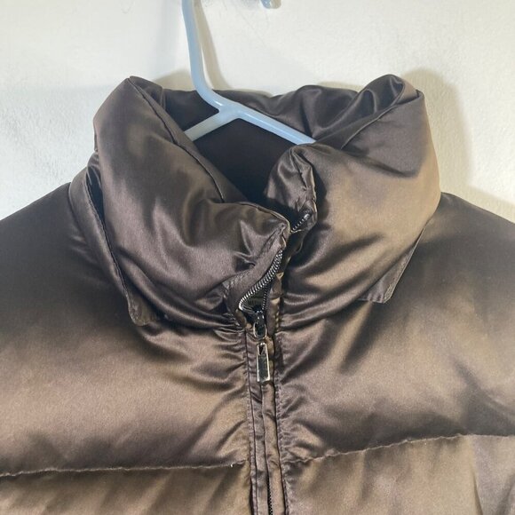 Womens St Johns Bay Down Puffer Parka Jacket Faux Fur Lined‎ Brown M - Picture 4 of 10